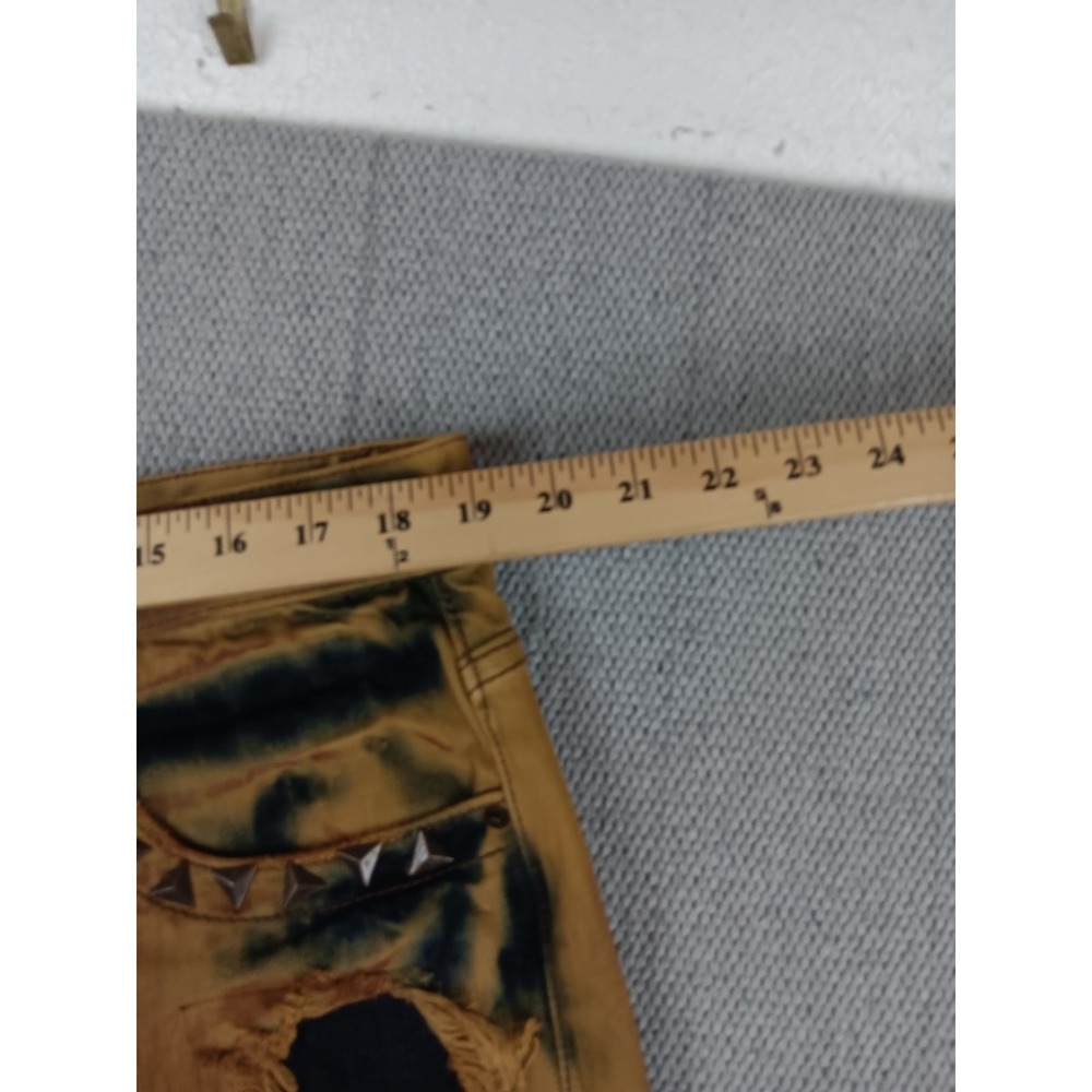 Akoo‎ Jeans Mens 38X34 Brown Tie Dye Distressed Studded Big Oak Fit Studded Y2K - Picture 11 of 15